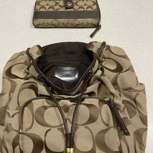 Women’s coach back pack and wallet
